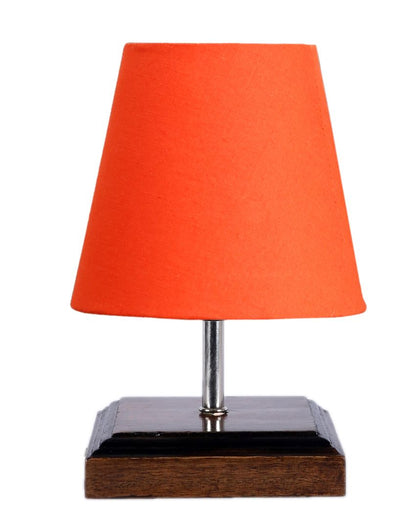 Sophisticated Cotton Square Brown Wood Table Lamp Orange