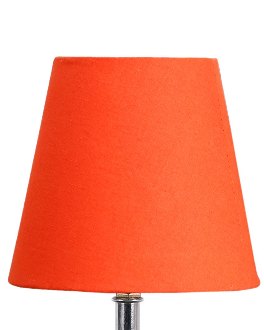 Sophisticated Cotton Square Brown Wood Table Lamp Orange