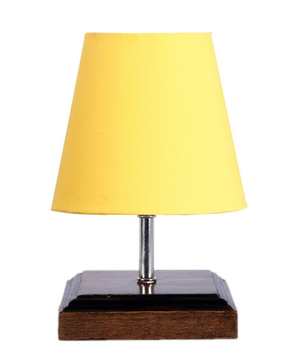 Sophisticated Cotton Square Brown Wood Table Lamp Yellow