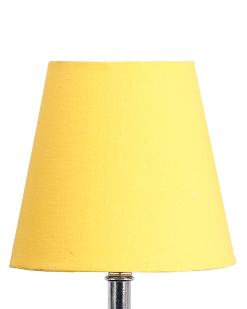 Sophisticated Cotton Square Brown Wood Table Lamp Yellow