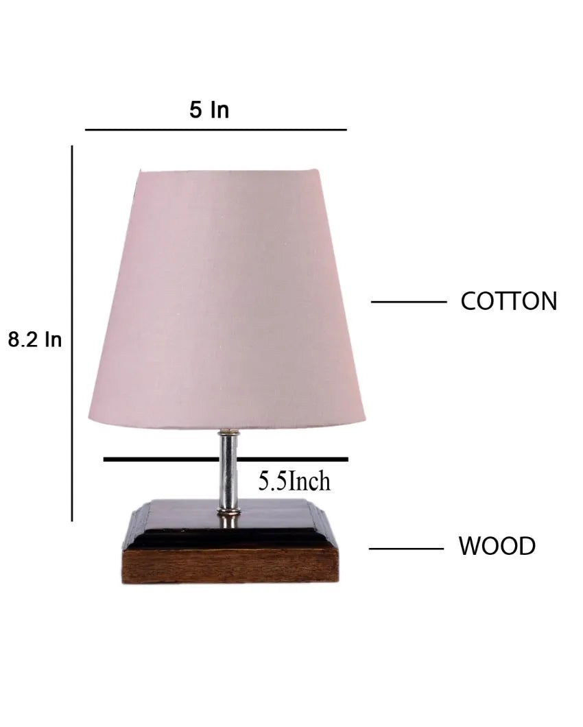 Sophisticated Cotton Square Brown Wood Table Lamp Grey