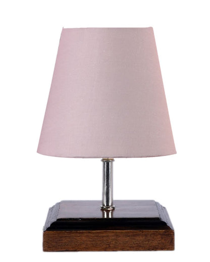 Sophisticated Cotton Square Brown Wood Table Lamp Grey