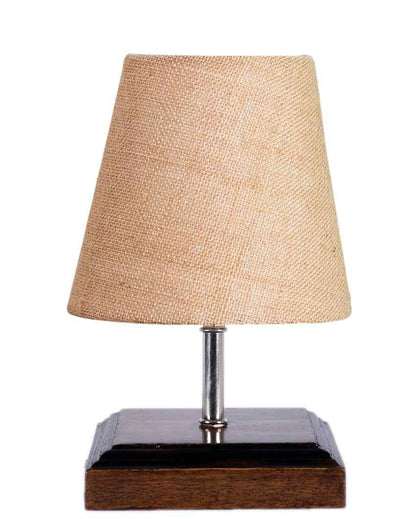 Lovely Jute Square Brown Wood Table Lamp Beige