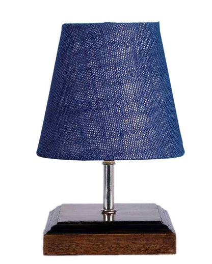 Lovely Jute Square Brown Wood Table Lamp Blue