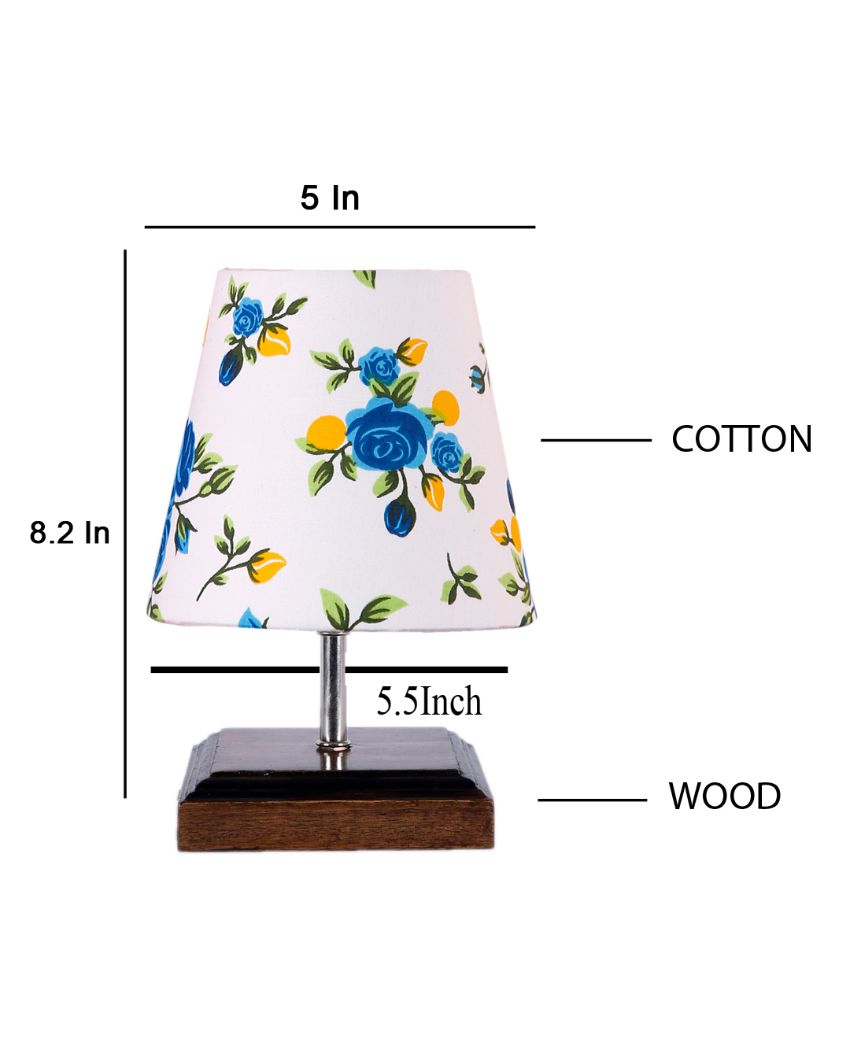 Charming Cotton Square Brown Wood Table Lamp