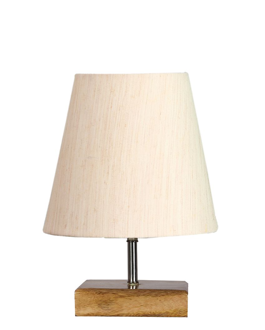 Graceful Cotton Square Natural Wood Table Lamp - Dusaan