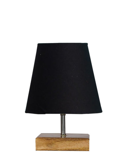 Graceful Cotton Square Natural Wood Table Lamp Black