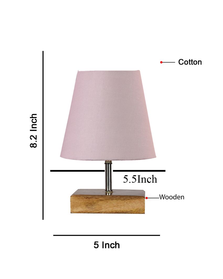 Graceful Cotton Square Natural Wood Table Lamp Grey