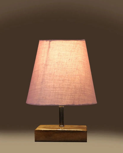 Graceful Cotton Square Natural Wood Table Lamp Grey