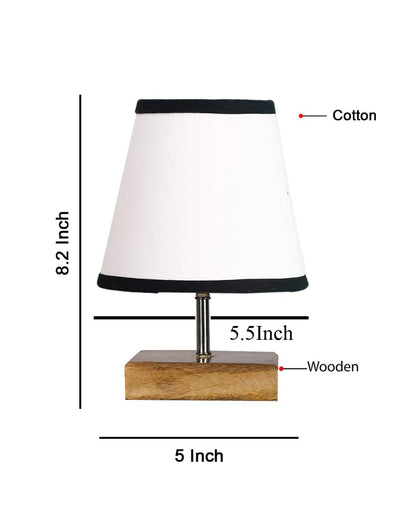 Dual-tone Cotton Square Natural Wood Table Lamp