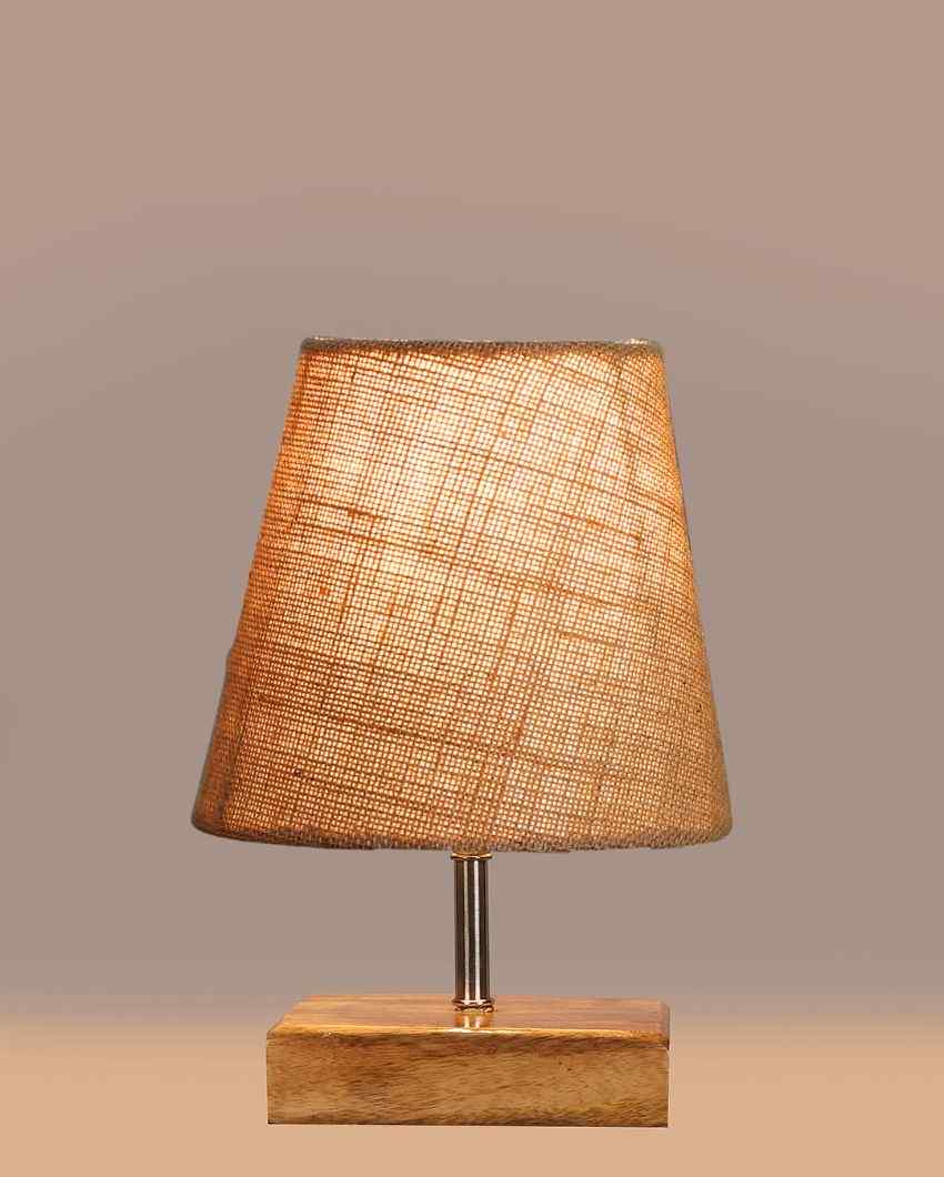 Alluring Jute Square Natural Wood Table Lamp Beige