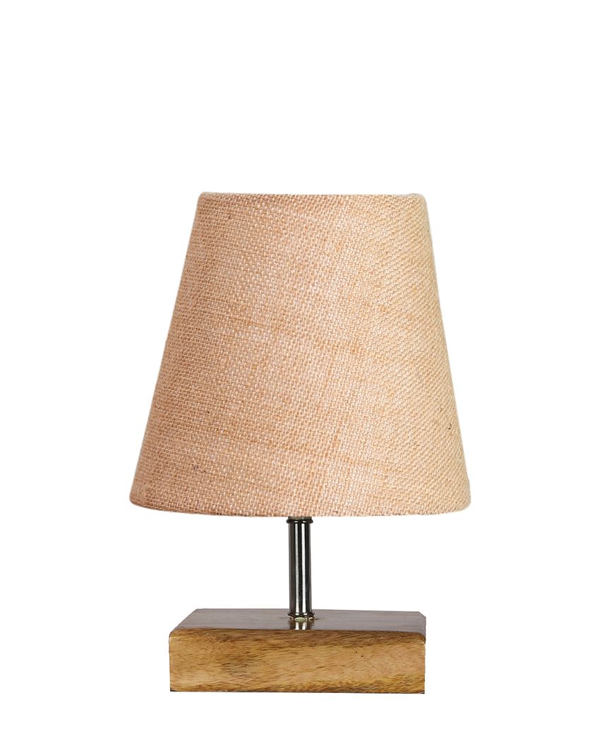 Alluring Jute Square Natural Wood Table Lamp Beige