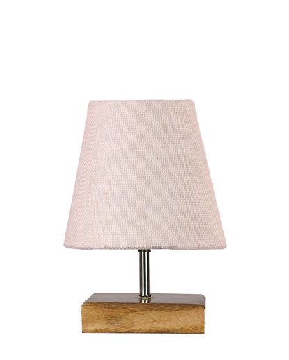 Alluring Jute Square Natural Wood Table Lamp White