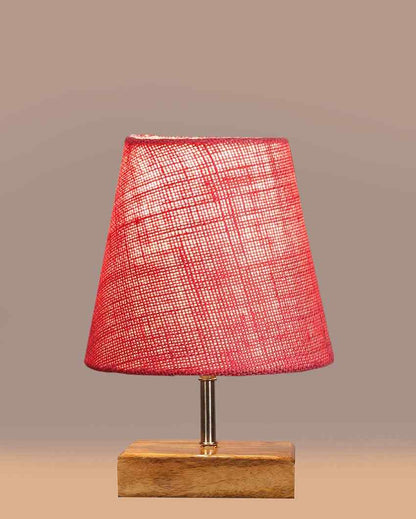 Alluring Jute Square Natural Wood Table Lamp Pink