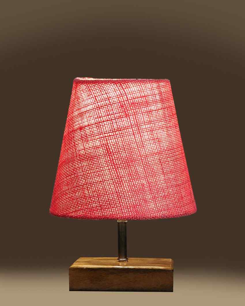 Alluring Jute Square Natural Wood Table Lamp Pink