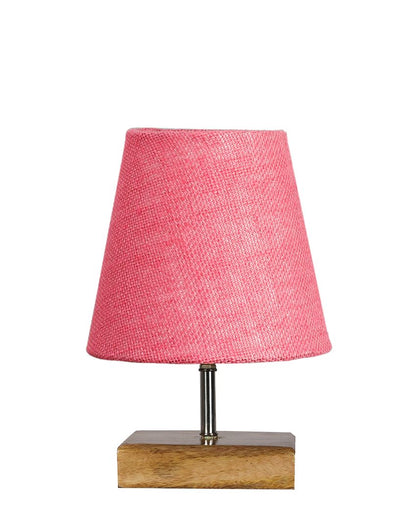Alluring Jute Square Natural Wood Table Lamp Pink