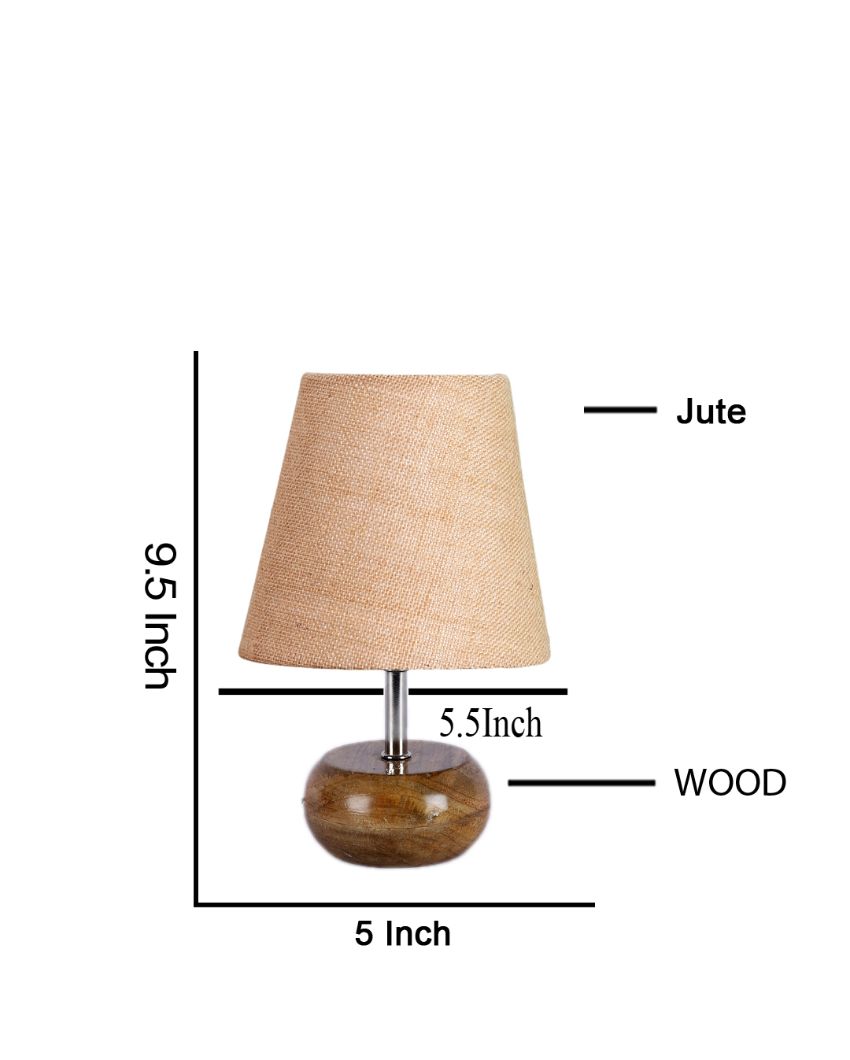 Peerless Jute Round Small Natural Wood Table Lamp Beige