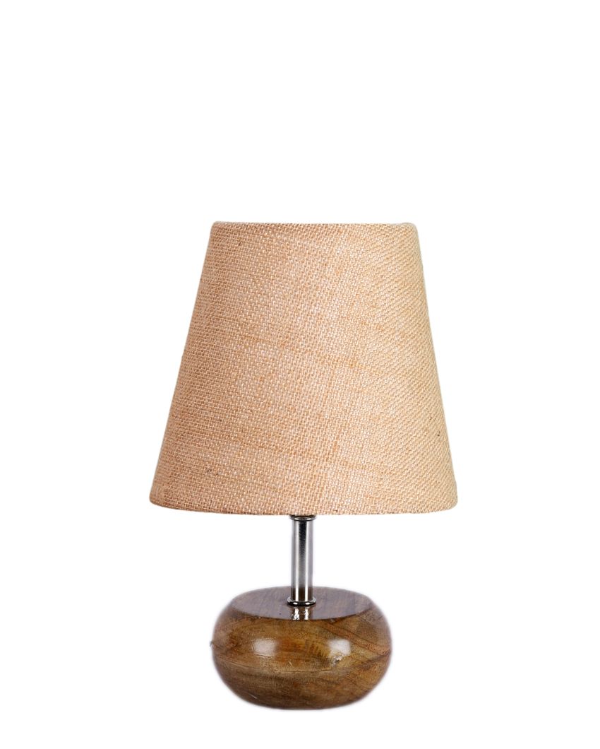 Peerless Jute Round Small Natural Wood Table Lamp Beige