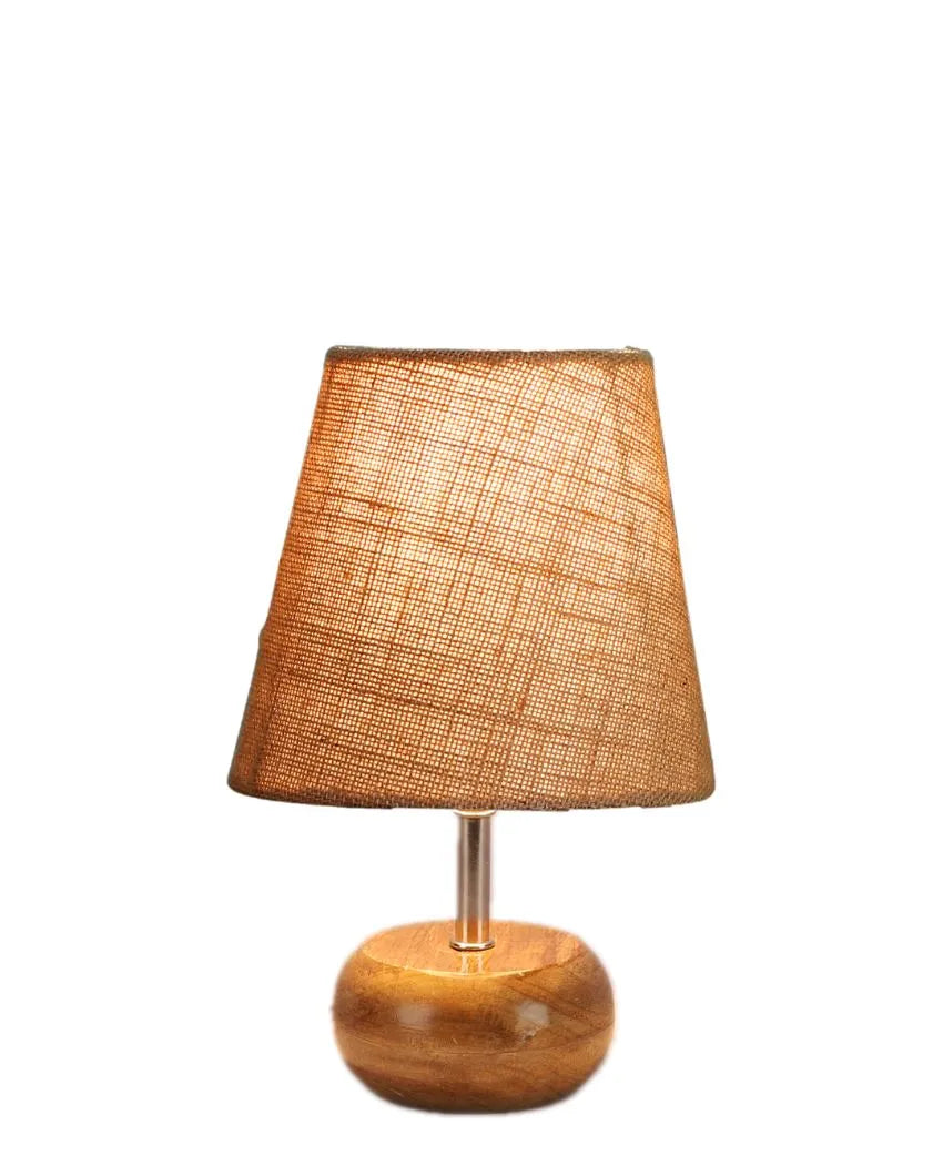 Peerless Jute Round Small Natural Wood Table Lamp Beige