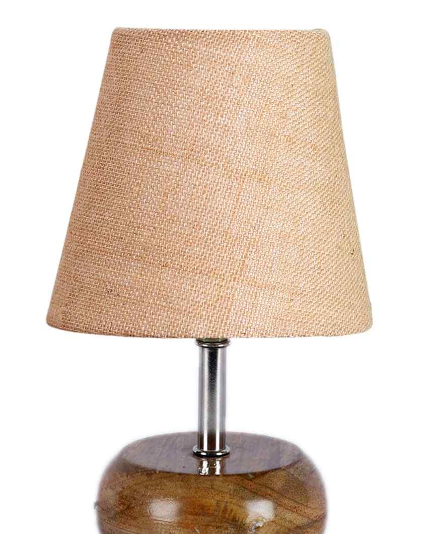 Peerless Jute Round Small Natural Wood Table Lamp Beige