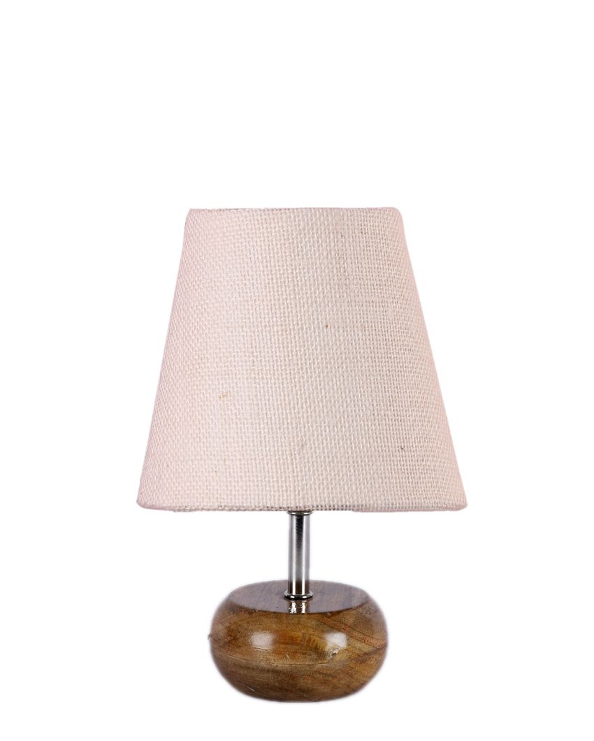 Peerless Jute Round Small Natural Wood Table Lamp White