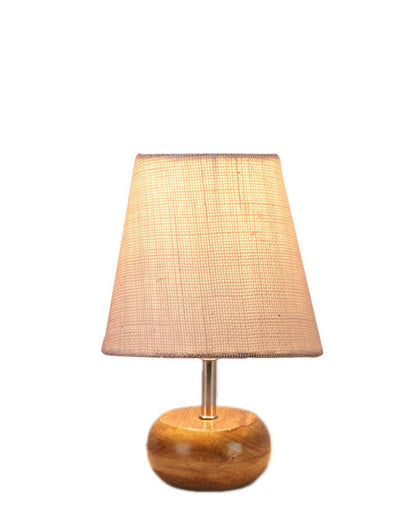 Peerless Jute Round Small Natural Wood Table Lamp White