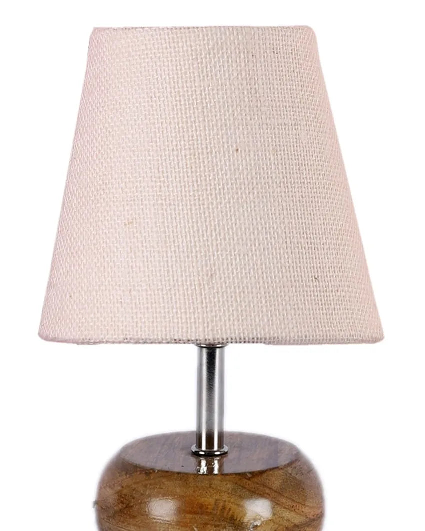 Peerless Jute Round Small Natural Wood Table Lamp White