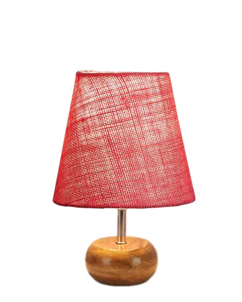 Peerless Jute Round Small Natural Wood Table Lamp Pink