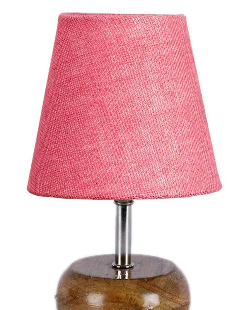 Peerless Jute Round Small Natural Wood Table Lamp Pink