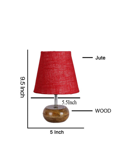 Peerless Jute Round Small Natural Wood Table Lamp Maroon