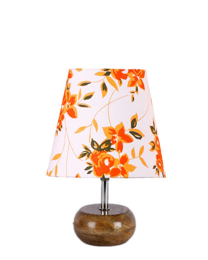 Unique Multicolor Cotton Round Small Natural Wood Table Lamp