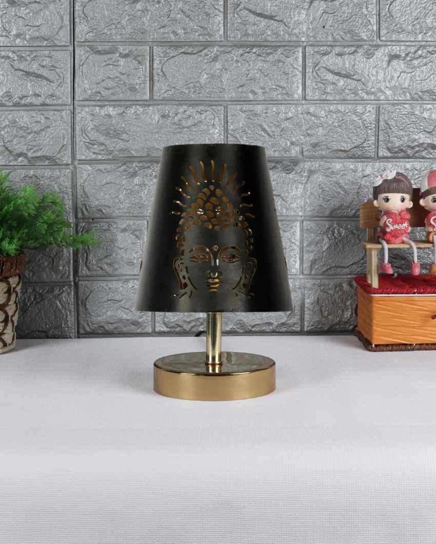 Buddha Ji  Metal Etching Table Lamp With Metal Gold Round Base