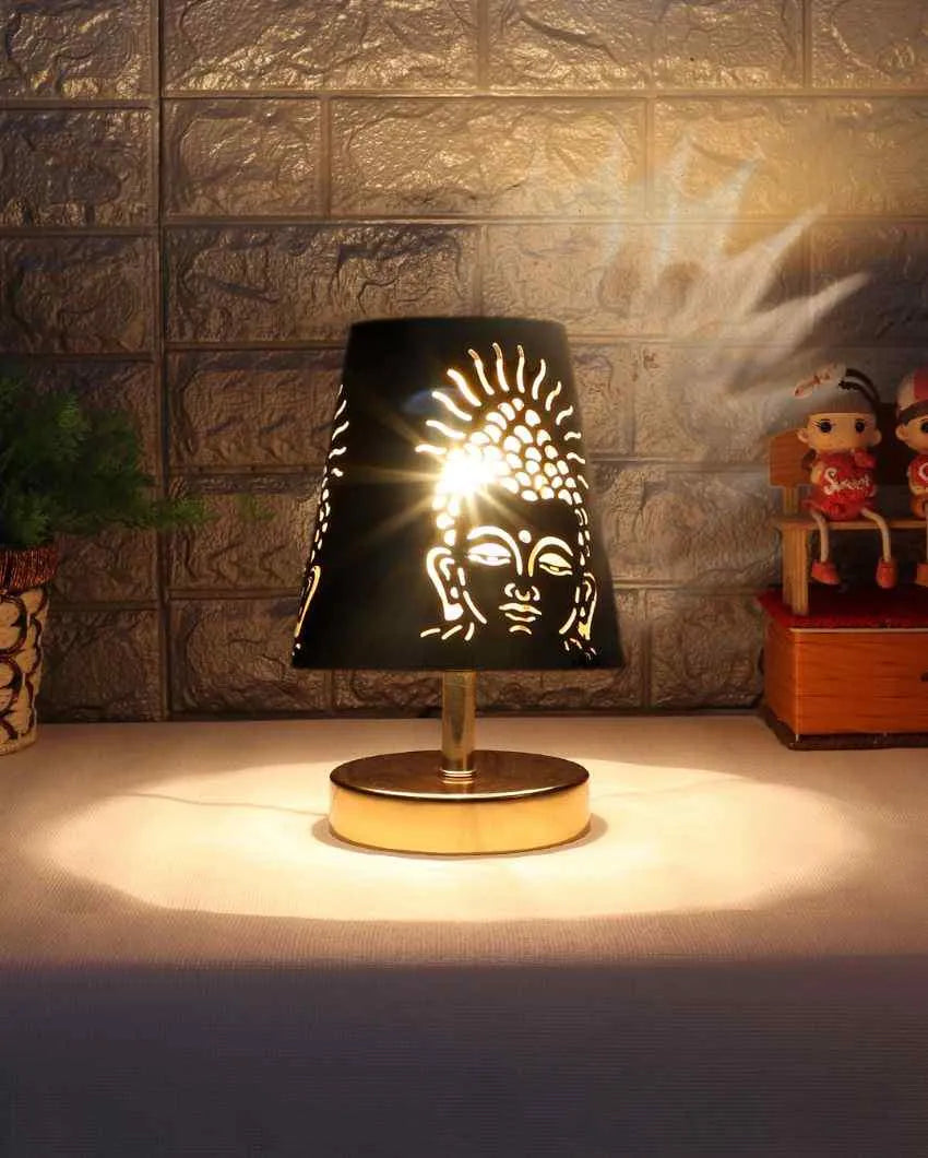 Buddha Ji  Metal Etching Table Lamp With Metal Gold Round Base