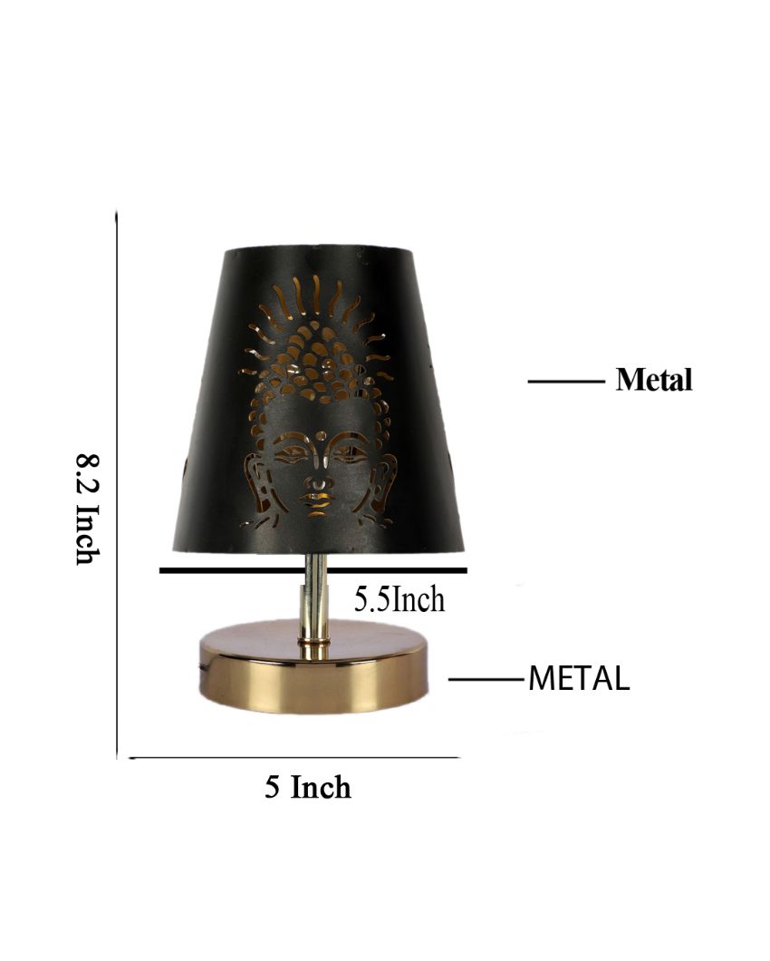 Buddha Ji  Metal Etching Table Lamp With Metal Gold Round Base