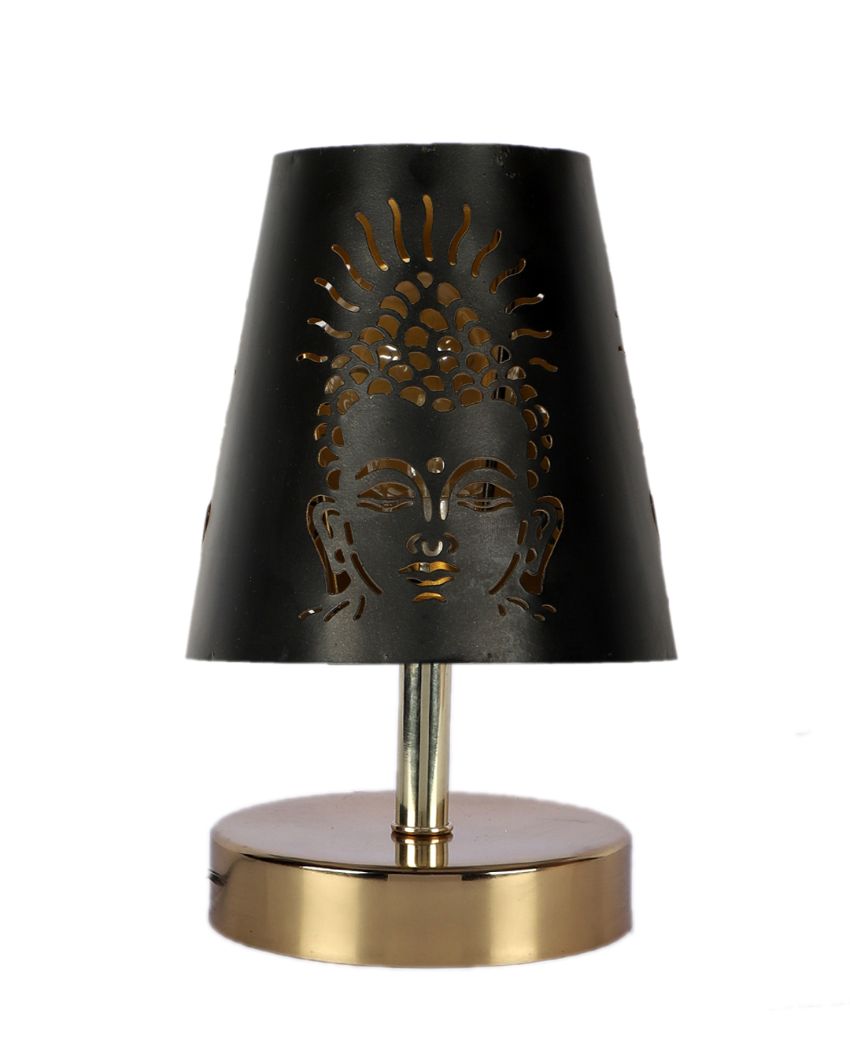 Buddha Ji  Metal Etching Table Lamp With Metal Gold Round Base