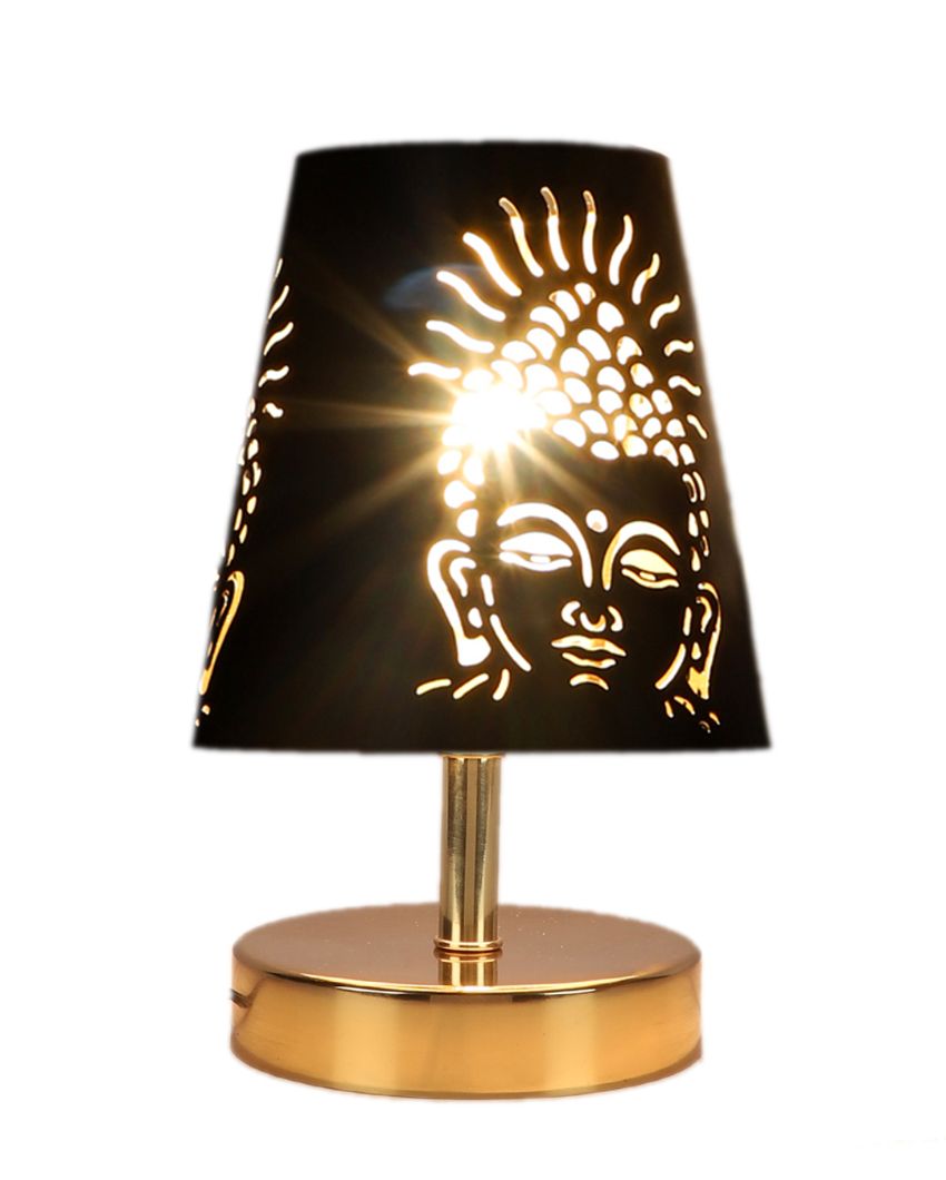 Buddha Ji  Metal Etching Table Lamp With Metal Gold Round Base