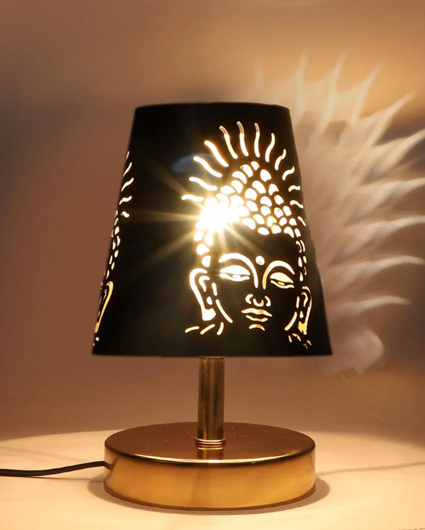 Buddha Ji  Metal Etching Table Lamp With Metal Gold Round Base