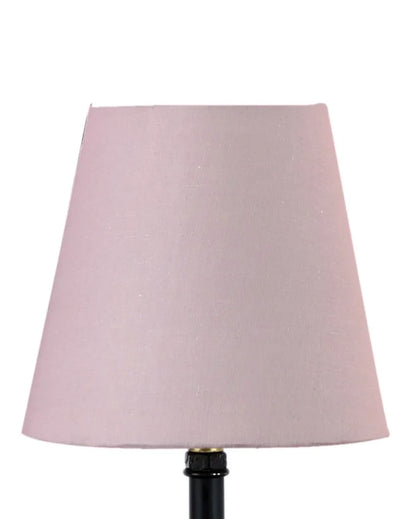 Cotton Round Wooden Black Base Table Lamp Grey