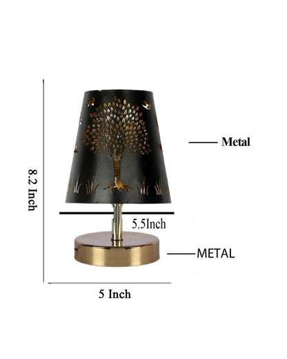 Tree Metal Etching Table Lamp With Metal Gold Round Base