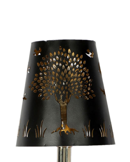 Tree Metal Etching Table Lamp With Metal Gold Round Base