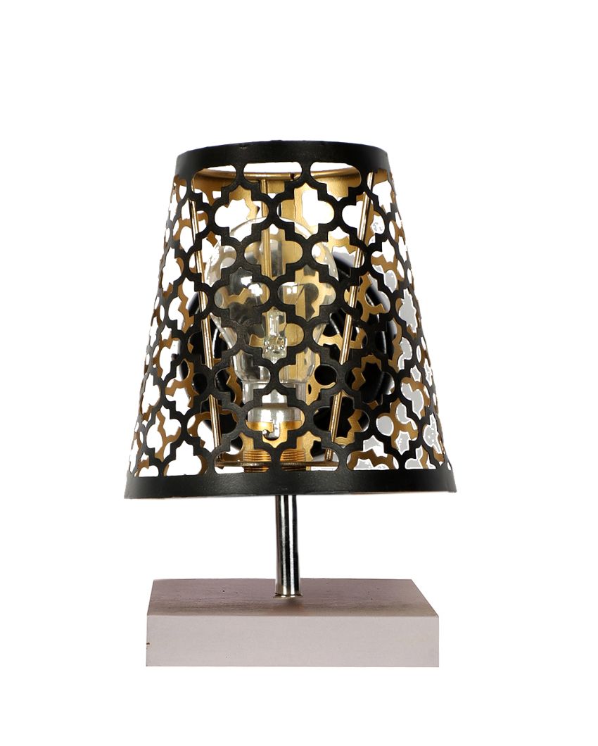 Net Metal Etching Table Lamp With White Wood Square Base