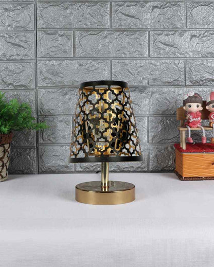 Net Metal Etching Table Lamp With Metal Gold Round Base