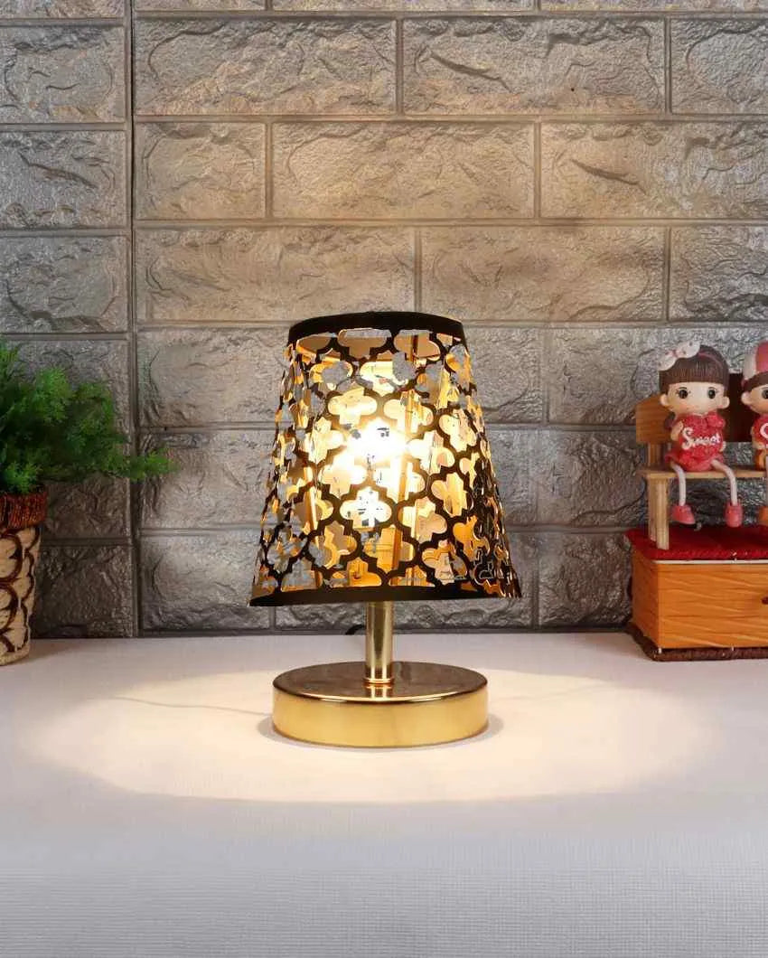 Net Metal Etching Table Lamp With Metal Gold Round Base