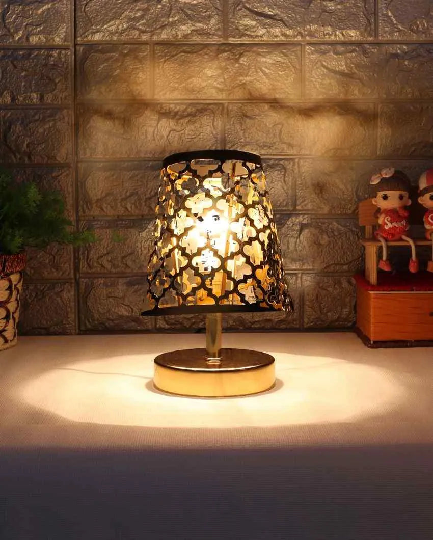 Net Metal Etching Table Lamp With Metal Gold Round Base