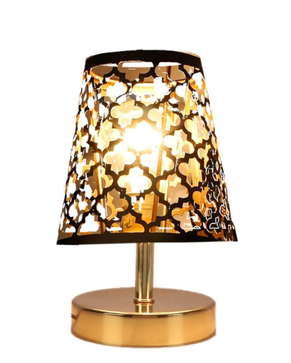 Net Metal Etching Table Lamp With Metal Gold Round Base