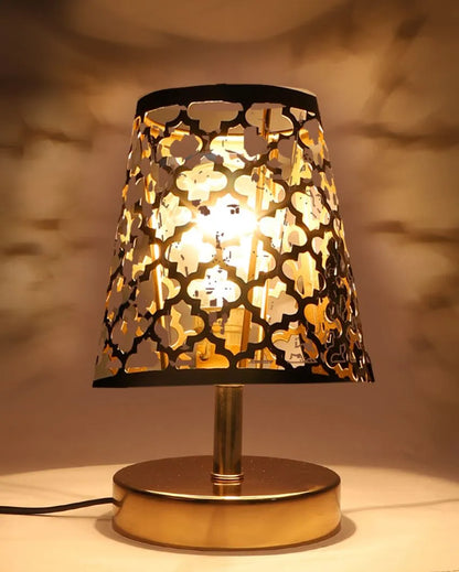 Net Metal Etching Table Lamp With Metal Gold Round Base