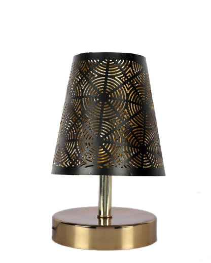 Round Metal Etching Table Lamp With Metal Gold Round Base