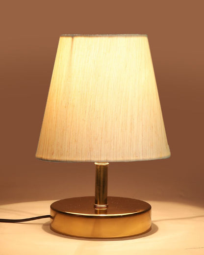 Cotton Round With Metal Gold Base Table Lamp Off-White