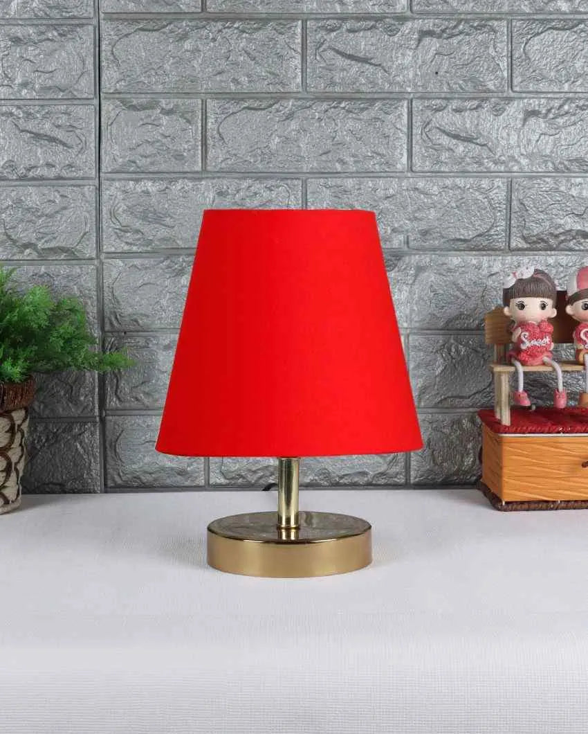 Cotton Round With Metal Gold Base Table Lamp Red