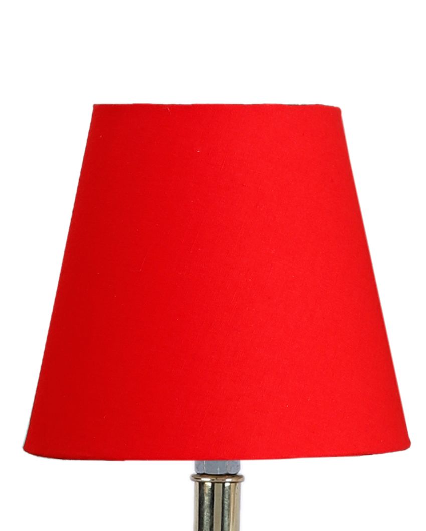 Cotton Round With Metal Gold Base Table Lamp Red